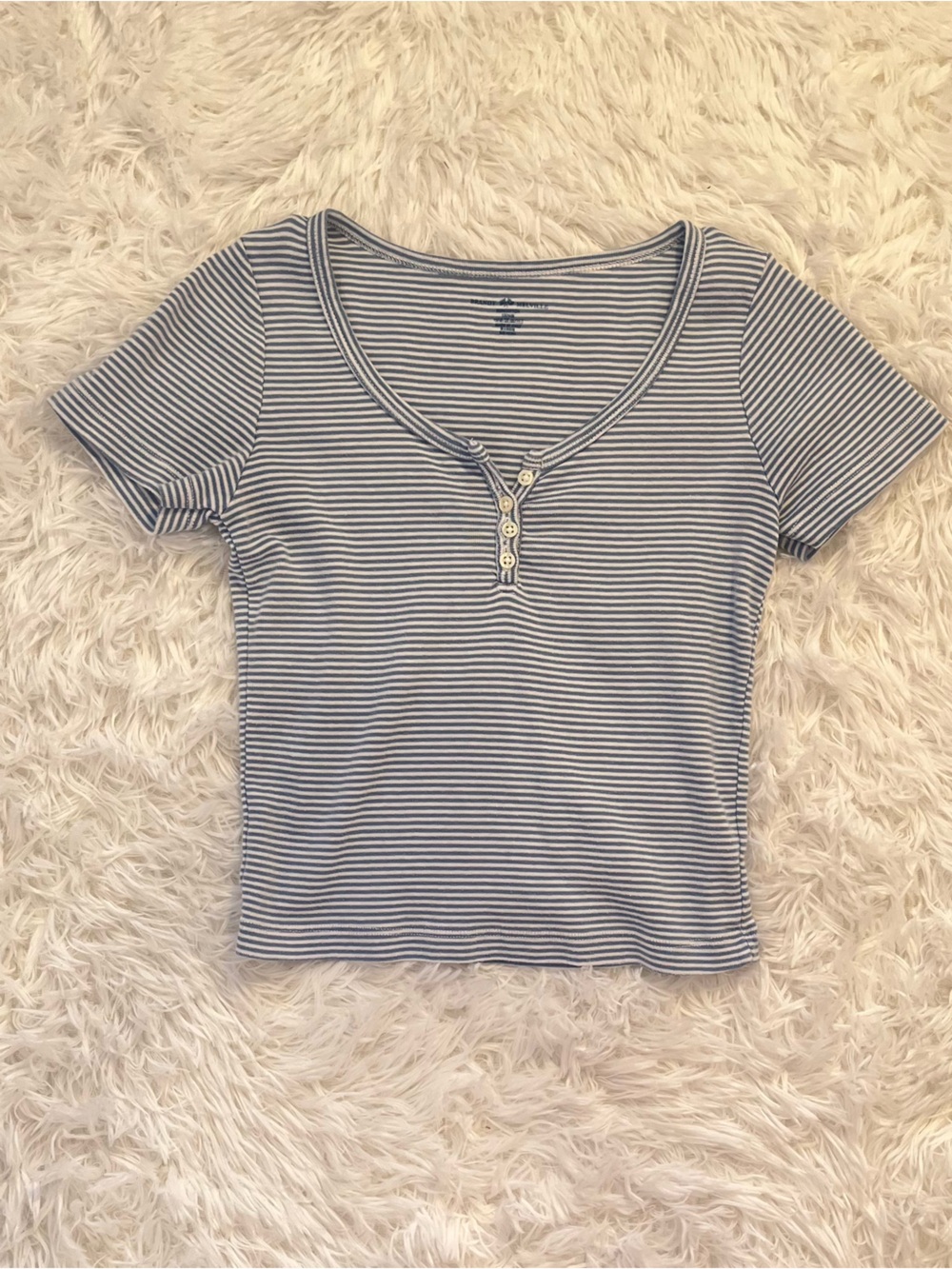 brandy melville blue and white striped button up zelly top